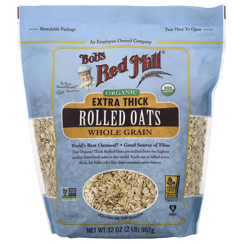 Organic Extra Thick Rolled Oats, Whole Grain