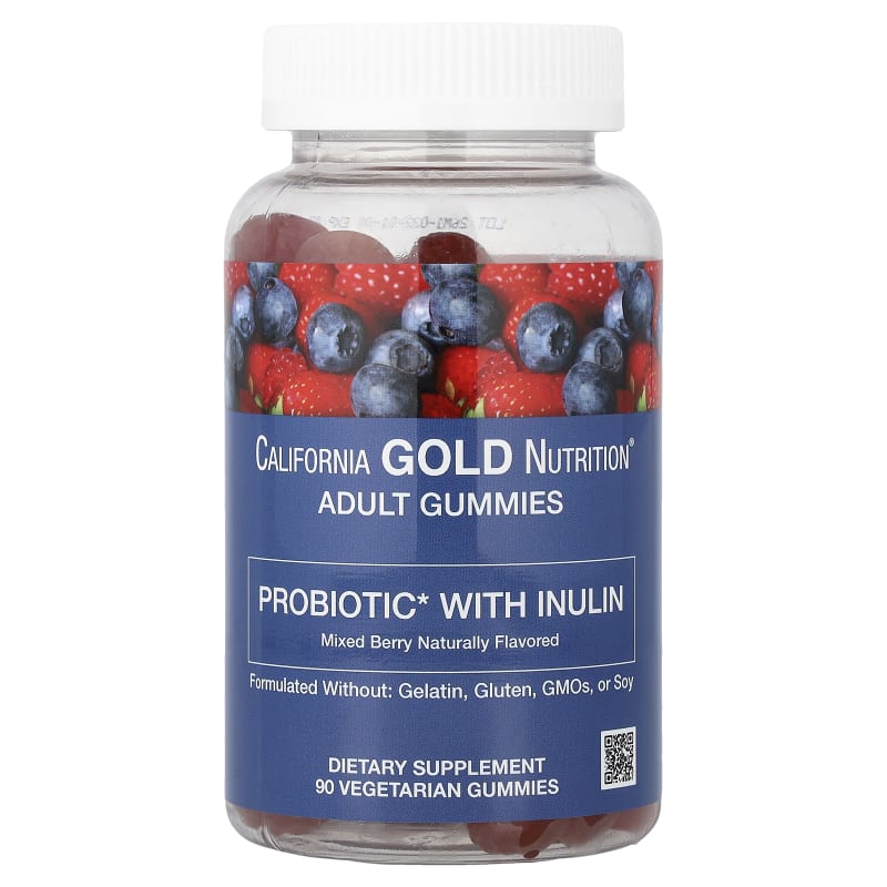 Probiotic with Inulin Gummies with Vitamin C, Folate, Berry Extract Blend and Organic Inulin, Natural Mixed Berry