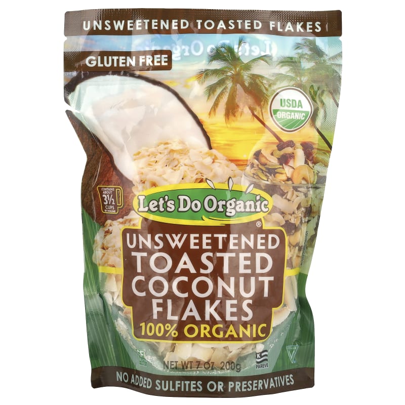 Let's Do Organic, 100% Organic Unsweetened Toasted Coconut Flakes