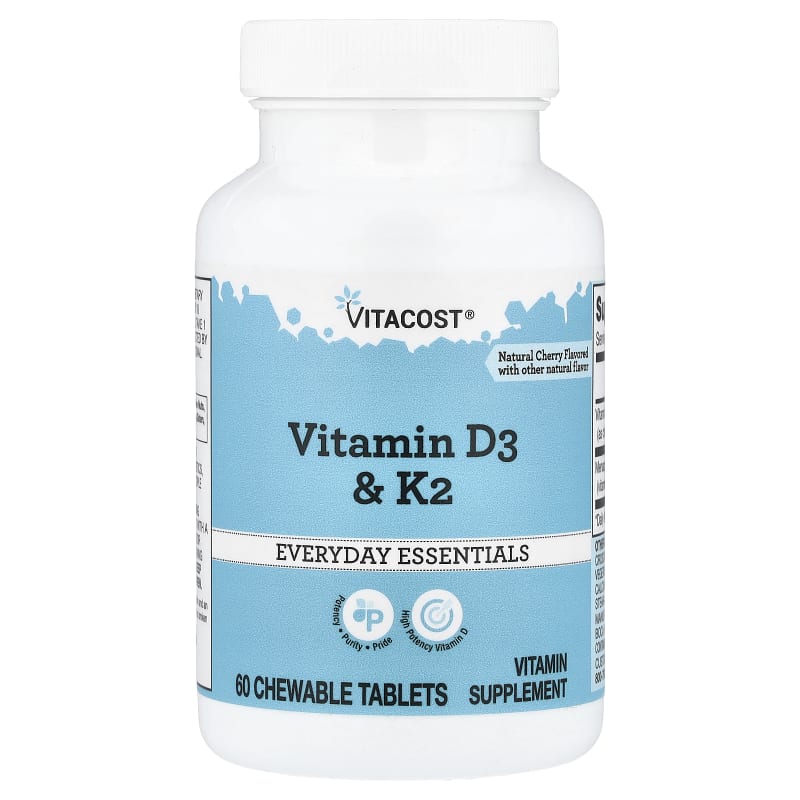 Everyday Essentials, Vitamin D3 & K2, Natural Cherry