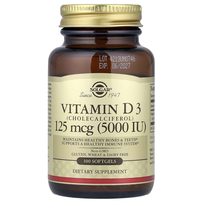 Vitamin D3 (Cholecalciferol), 125 mcg (5,000 IU)