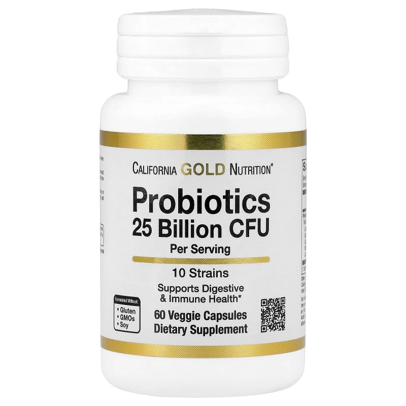 Probiotics with Lactobacillus acidophilus, Bifidobacterium lactis, Lactobacillus plantarum, and Lactobacillus casei, 10 Strain Blend, 25 Billion CFU
