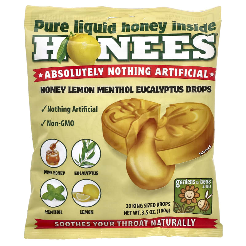 Honey Lemon Menthol Eucalyptus Cough Drops, 3.5 oz (100 g)