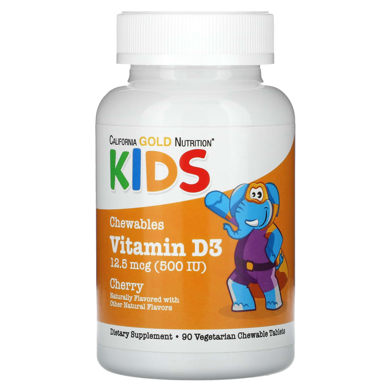 Chewable Vitamin D3 for Children, Natural Cherry, 12.5 mcg (500 IU)