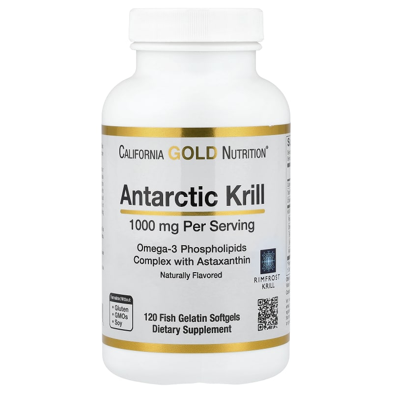 Antarctic Krill Oil, Omega-3 Phospholipids Complex with Astaxanthin, Natural Strawberry and Lemon