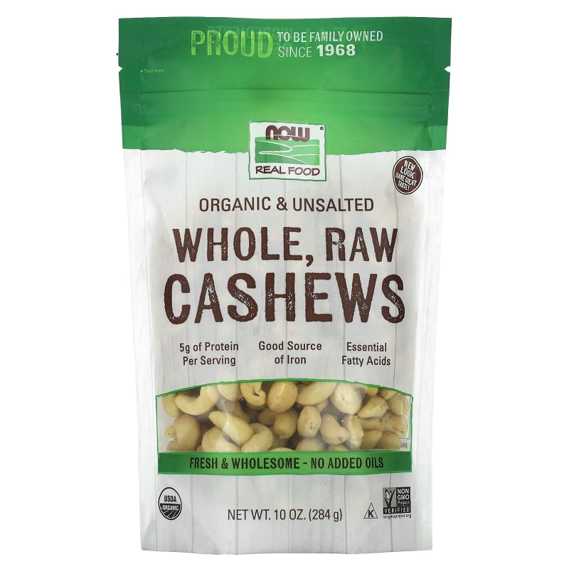 Organic Whole Raw Cashews, Unsalted