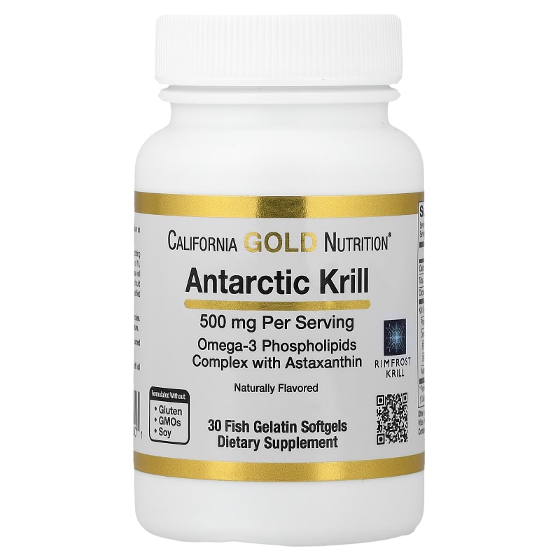 Antarctic Krill Oil, Omega-3 Phospholipids Complex with EPA, DHA, and Astaxanthin, Natural Strawberry and Lemon, 500 mg