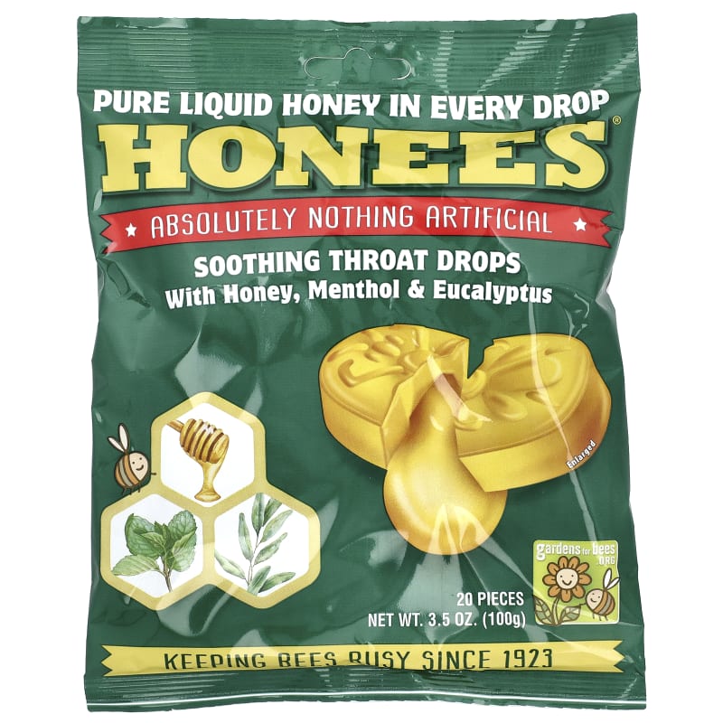 Soothing Throat Drops with Honey, Menthol & Eucalyptus, 3.5 oz (100 g)