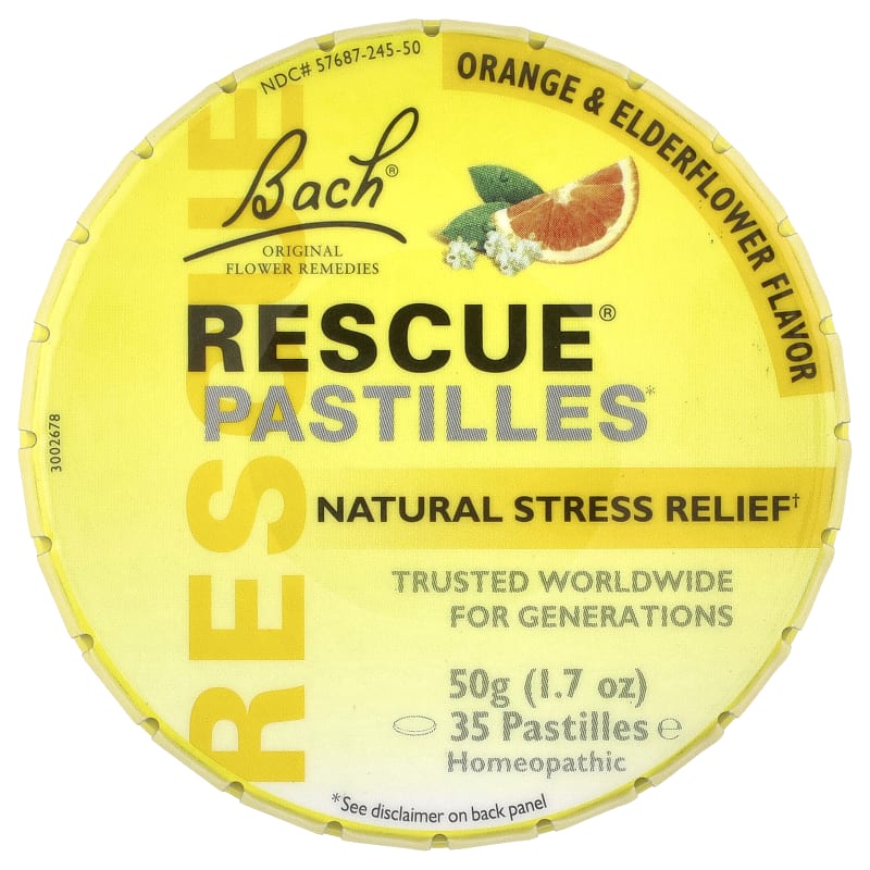 Rescue® Pastilles, Natural Stress Relief, Orange & Elderflower, 35 Pastilles