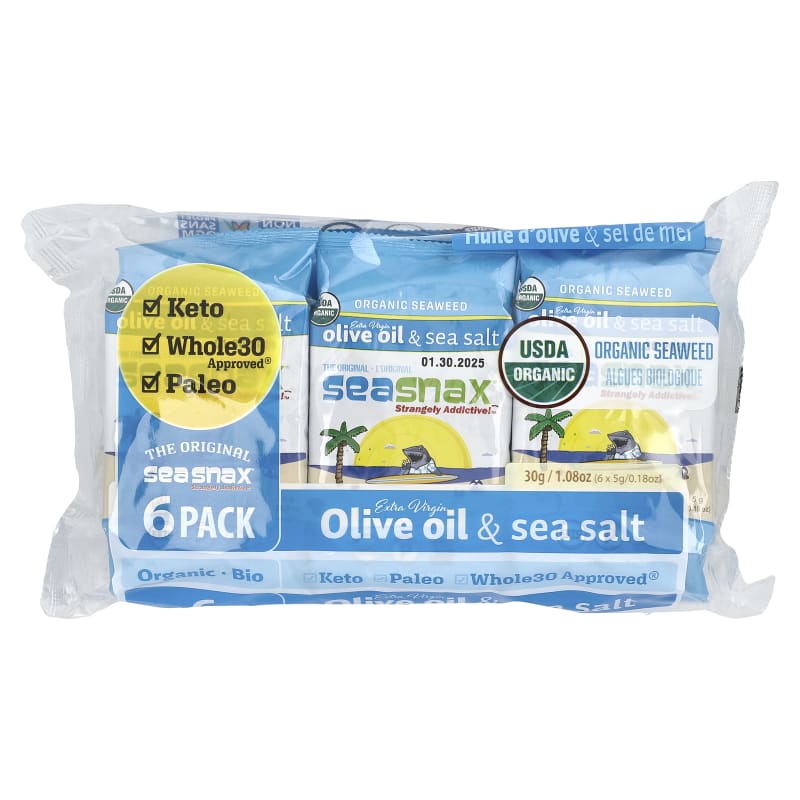 Organic Seaweed, Extra Virgin Olive Oil & Sea Salt, 0.18 oz (5 g) Each