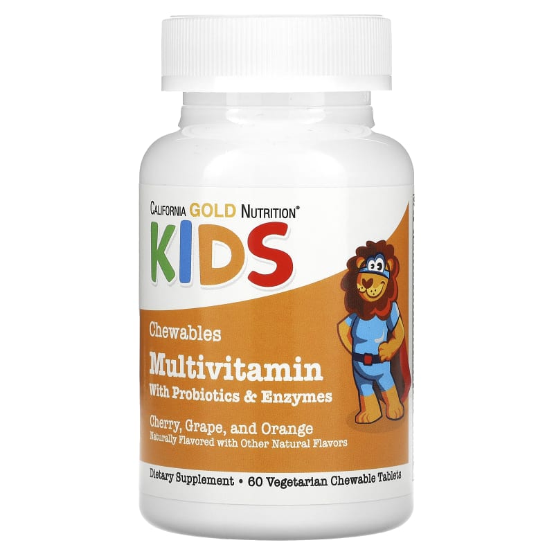 Chewable Multivitamins with Probiotics, Enzymes, Vitamin A and Vitamin C for Children, Assorted Fruit