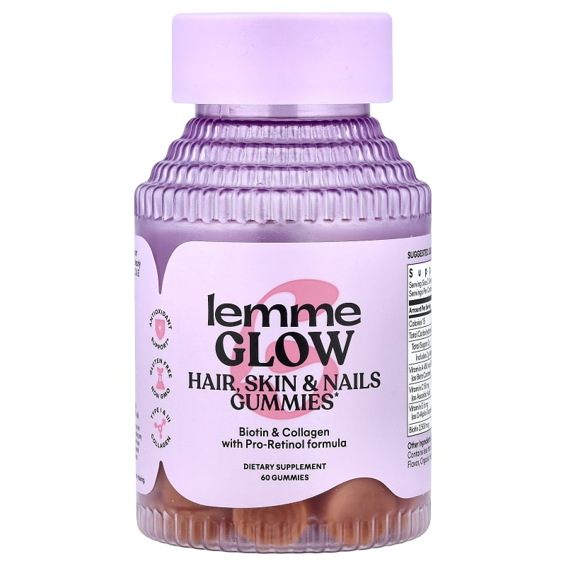 Glow, Hair, Skin & Nails Gummies, Peach