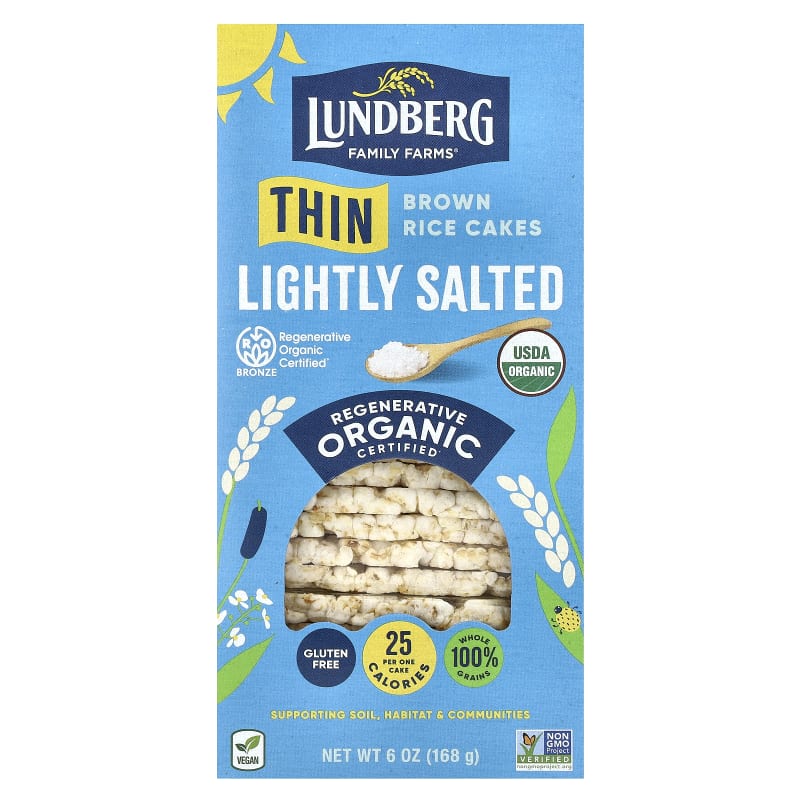 Organic Thin Brown Rice Cakes, Lightly Salted