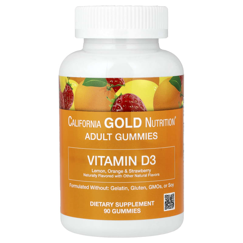 Vitamin D3 Gummies, Lemon, Orange, & Strawberry, 90 Gummies (25 mcg (1,000 IU per Gummy))