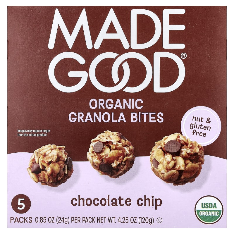 Organic Granola Bites, Chocolate Chip, 0.85 oz (24 g) Each