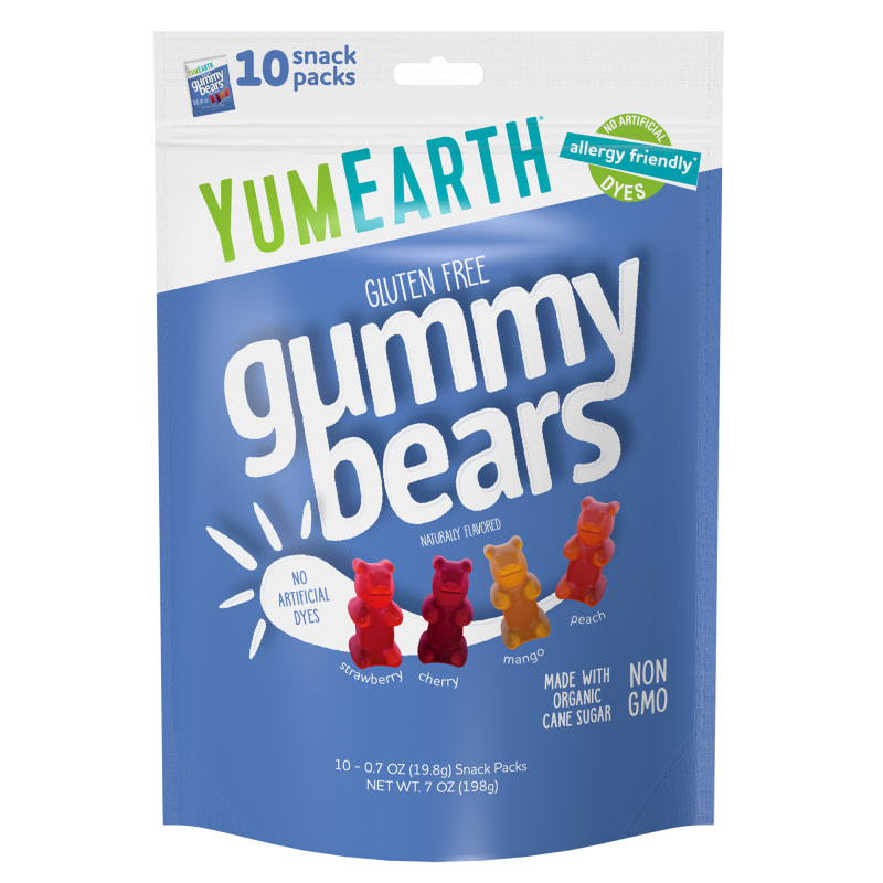 Gluten Free Gummy Bears, Strawberry, Cherry, Mango, Peach, 0.7 oz (19.8 g) Each