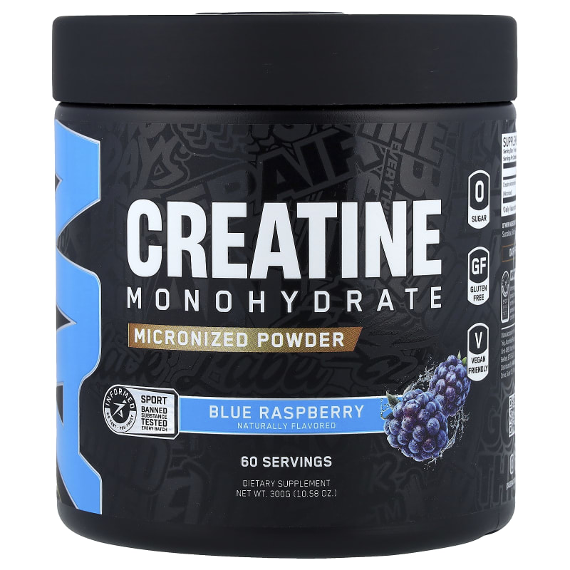 Creatine Monohydrate, Micronized Powder, Blue Raspberry