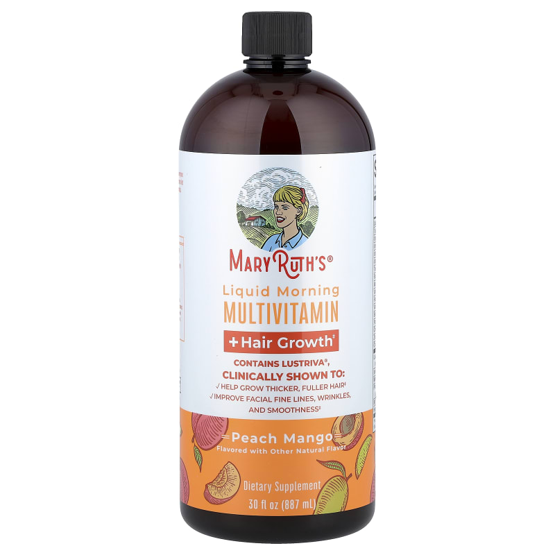 Liquid Morning Multivitamin + Hair Growth, Peach Mango