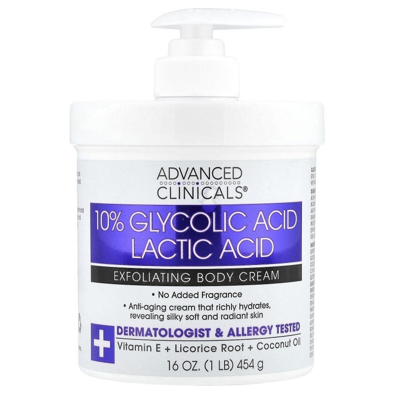 10% Glycolic Acid, Lactic Acid, Exfoliating Body Cream