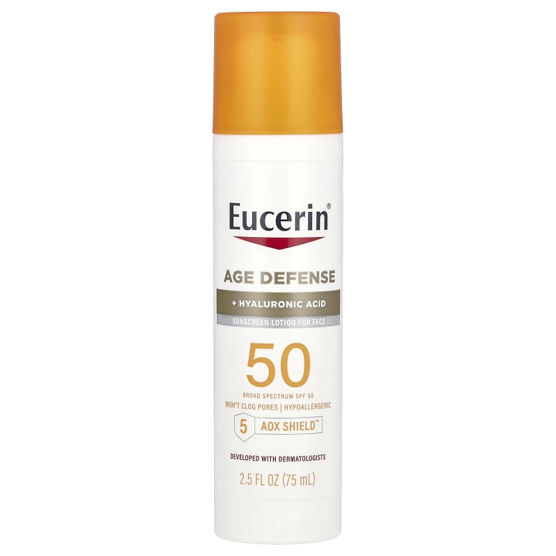 Age Defense, Lightweight Sunscreen Lotion For Face, SPF 50, Fragrance Free