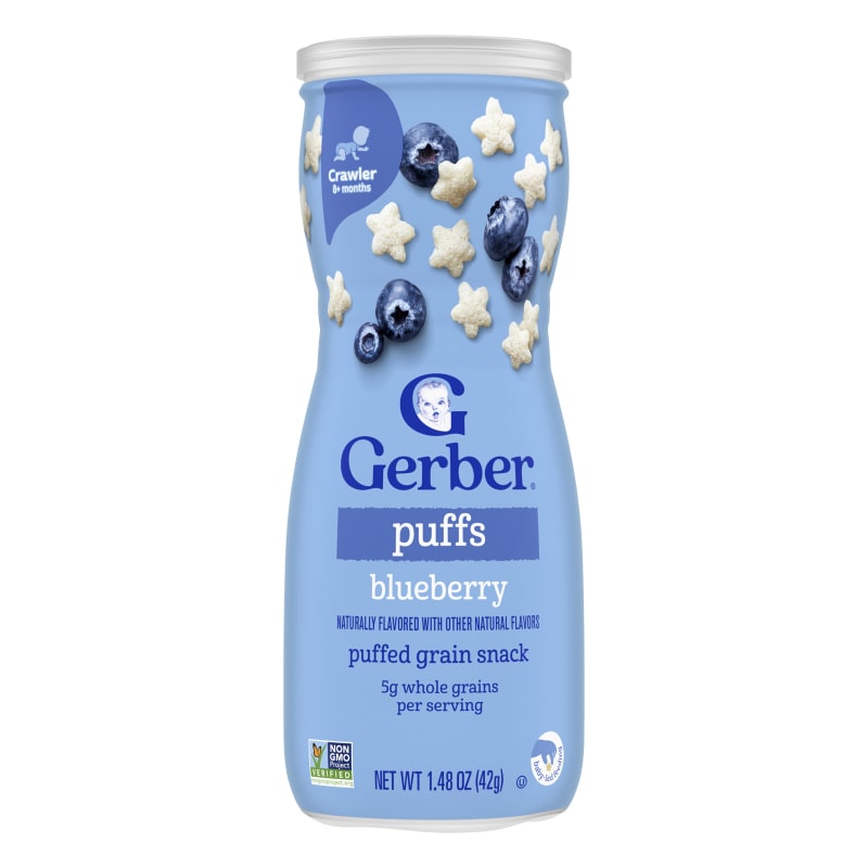 Puffs, Puffed Grain Snack, 8+ Months, Blueberry
