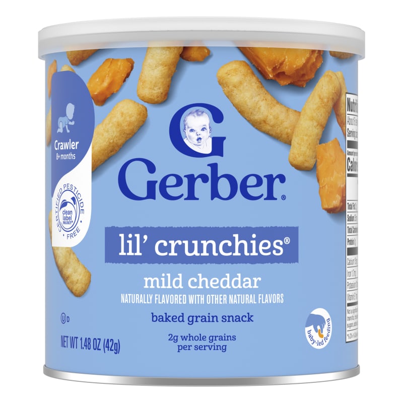 Snacks for Baby, Lil' Crunchies®, Baked Grain Snack, 8+ Months, Mild Cheddar