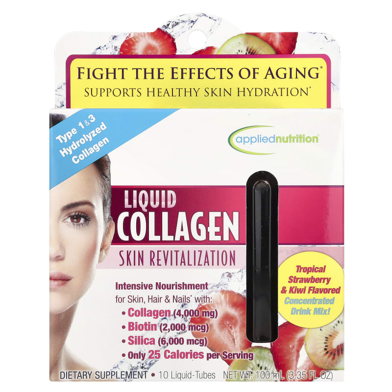 Liquid Collagen, Skin Revitalization, Tropical Strawberry & Kiwi, 10 Liquid-Tubes