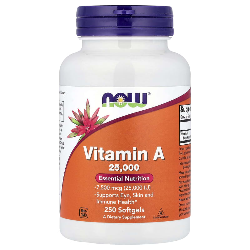 Vitamin A, 7,500 mcg (25,000 IU)