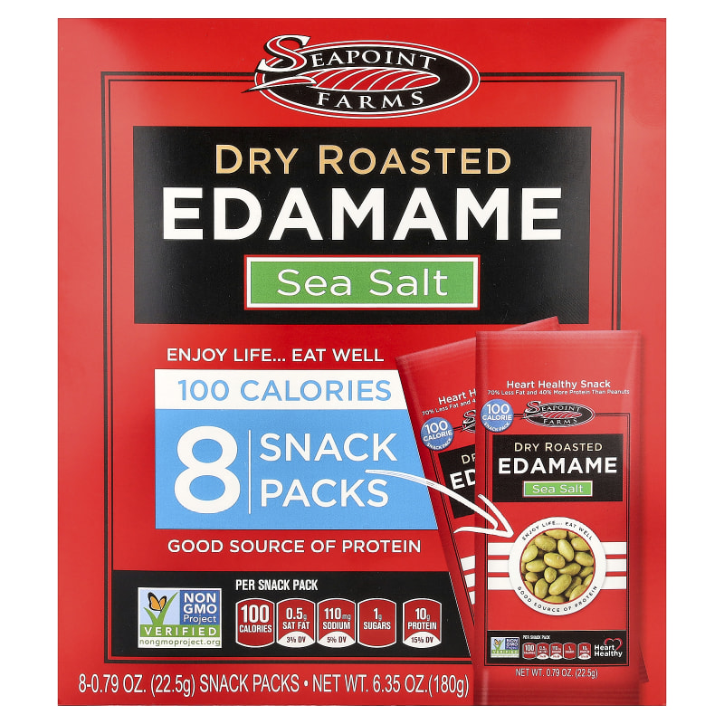 Dry Roasted Edamame, Sea Salt, 0.79 oz (22.5 g) Each