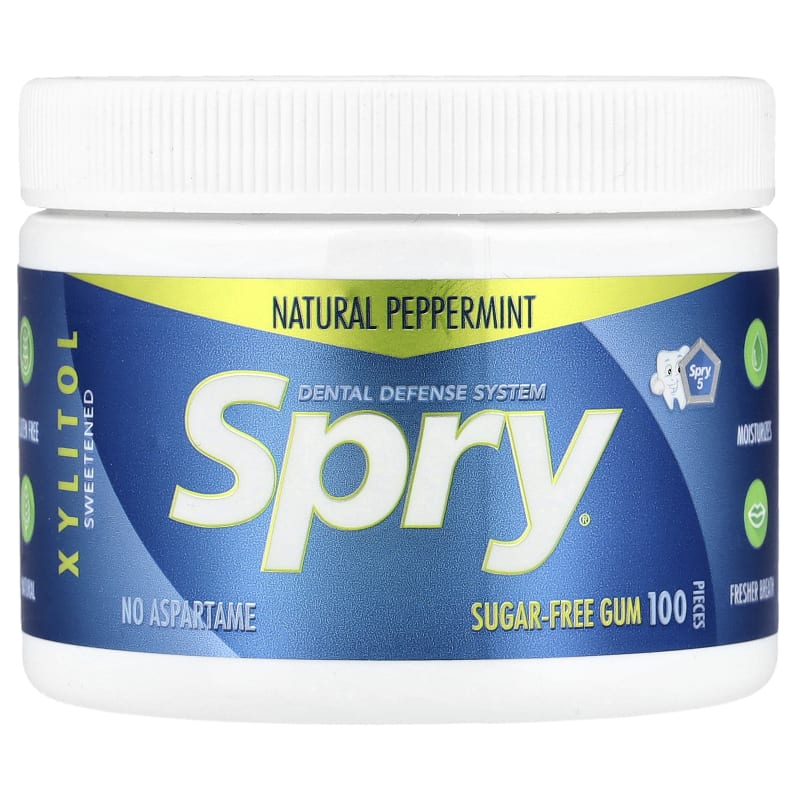 Spry®, Dental Defense System, Sugar-Free Gum, Natural Peppermint