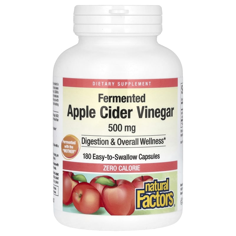 Fermented Apple Cider Vinegar, 500 mg, 180 Easy to Swallow Capsules