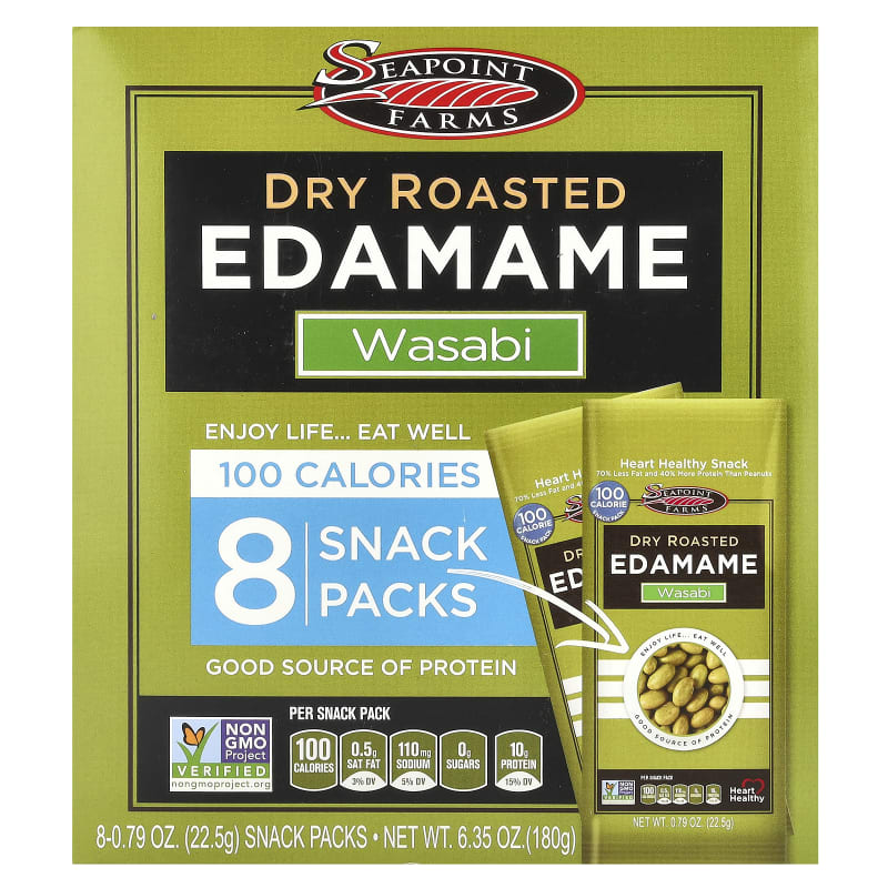 Dry Roasted Edamame, Wasabi, 0.79 oz (22.5 g) Each