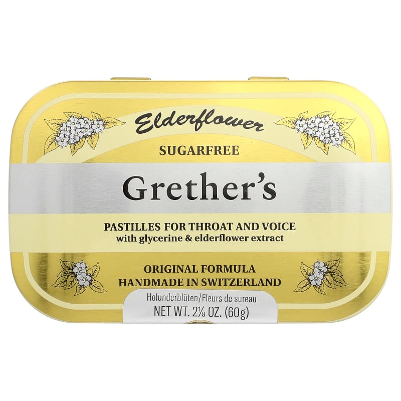 For Throat and Voice, Sugar Free, Elderflower, 24 Pastilles