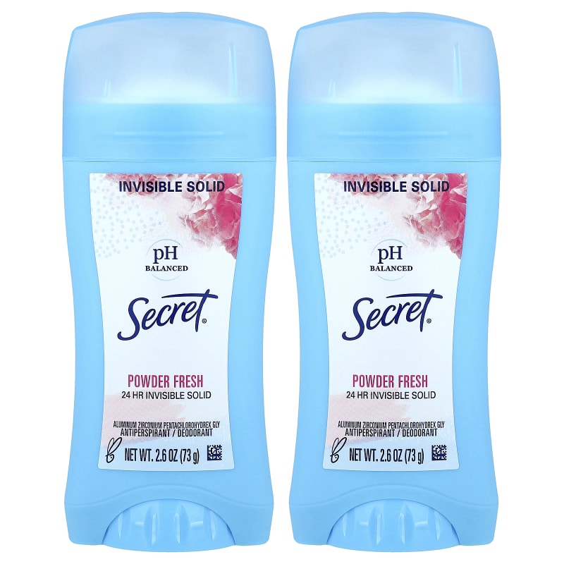 pH Balanced Invisible Solid Antiperspirant/Deodorant, Powder Fresh, Twin Pack, 2.6 oz (73 g) Each