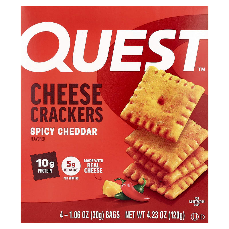 Cheese Crackers, Spicy Cheddar, 4 Bags 1.06 oz (30 g) Each