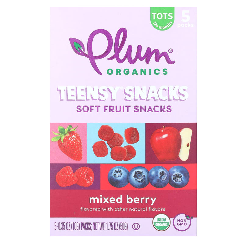 Teensy Snacks, Soft Fruit Snacks, Tots 12+ Months, Mixed Berry, 0.35 oz (10 g) Each