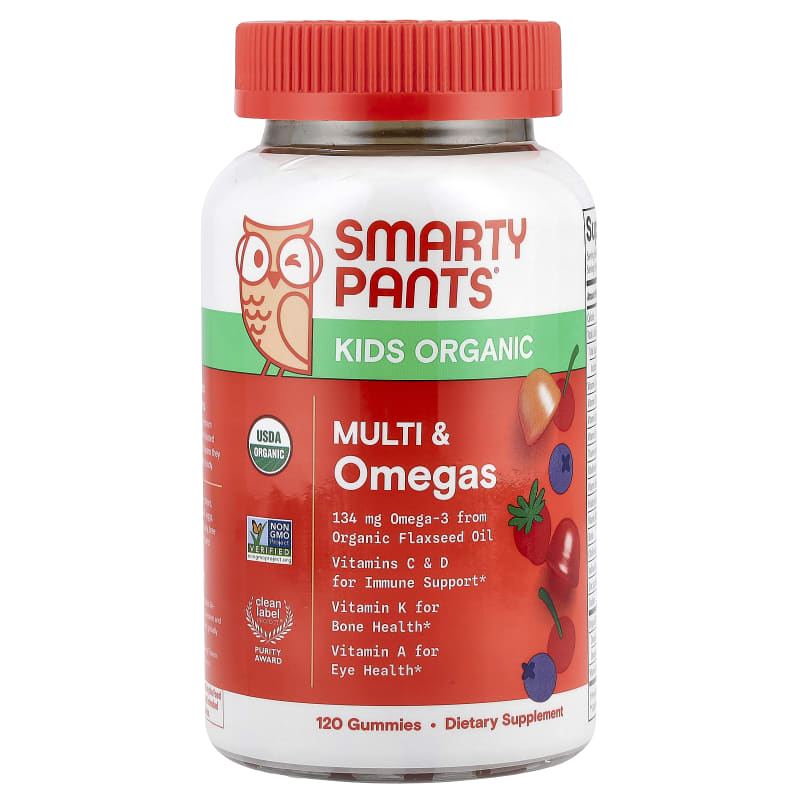 Kids Organic, Multi & Omegas Gummies, Mixed Berry and Cherry
