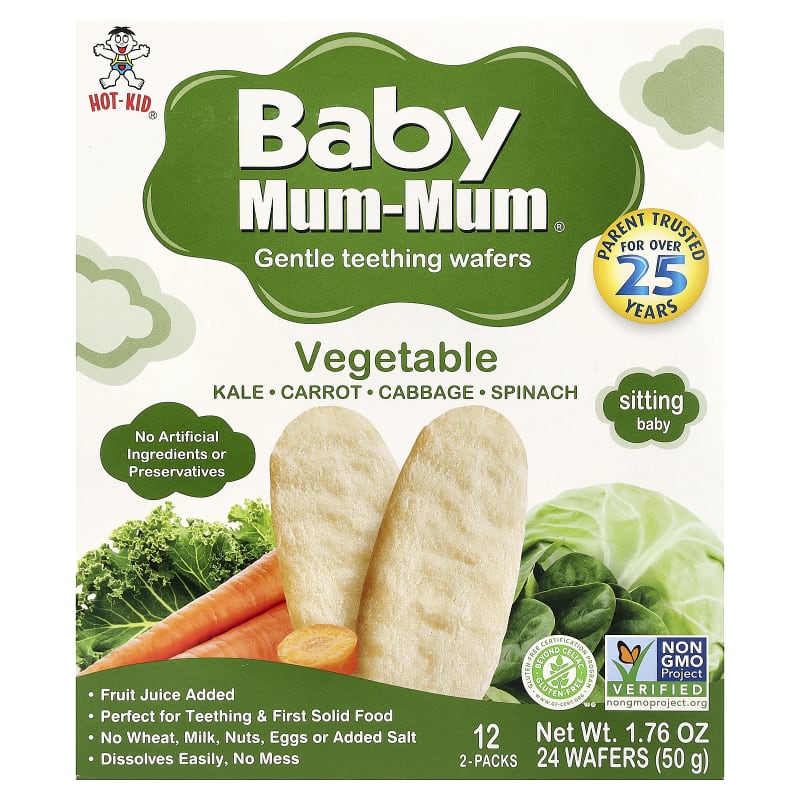 Baby Mum-Mum®, Gentle Teething Wafers, Vegetable, 2 Wafers Each