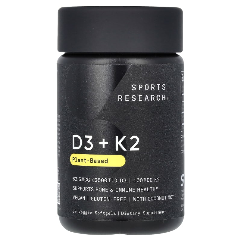 D3 + K2, Plant-Based, 62.5 mcg/100 mcg