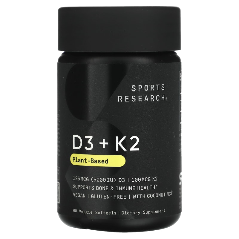 D3 + K2, Plant-Based, 125 mcg/100 mcg