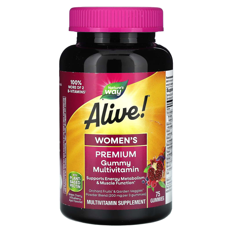 Alive! Women's Premium Gummy Multivitamin, Grape, Cherry & Blueberry Acai