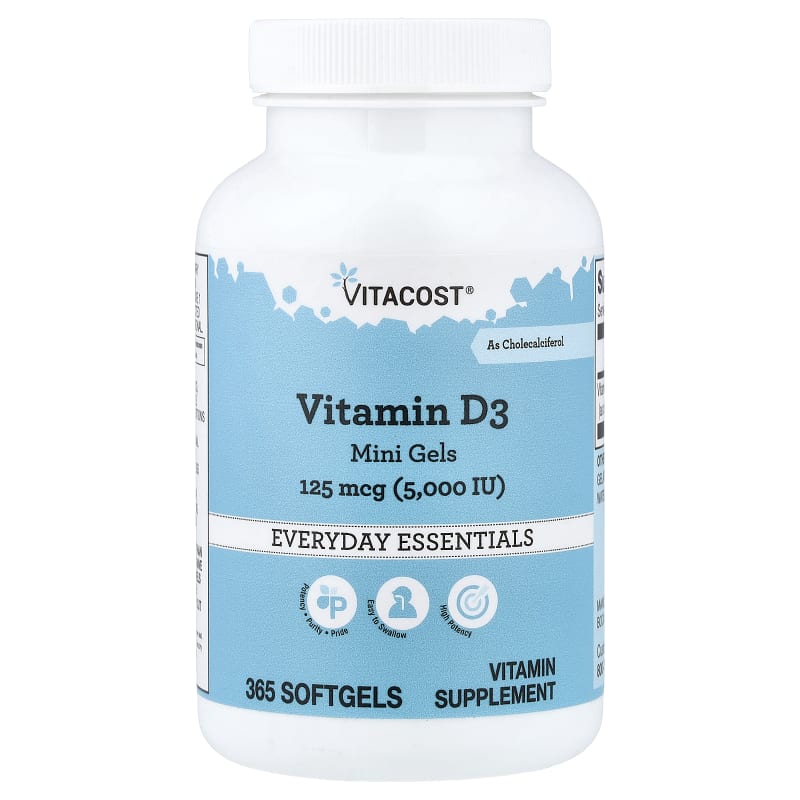 Vitamin D3 Mini Gels, 125 mcg (5,000 IU)