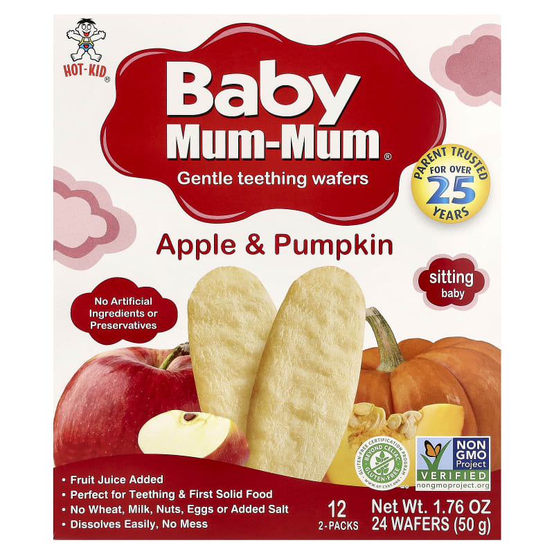 Baby Mum-Mum®, Gentle Teething Wafers, Apple & Pumpkin, 2 Wafers Each